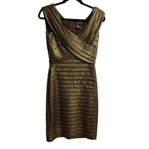 XSCAPE Women’s Dress Cocktail‎ Formal Casual V-Neck Transcendent Gold Bodycon 6